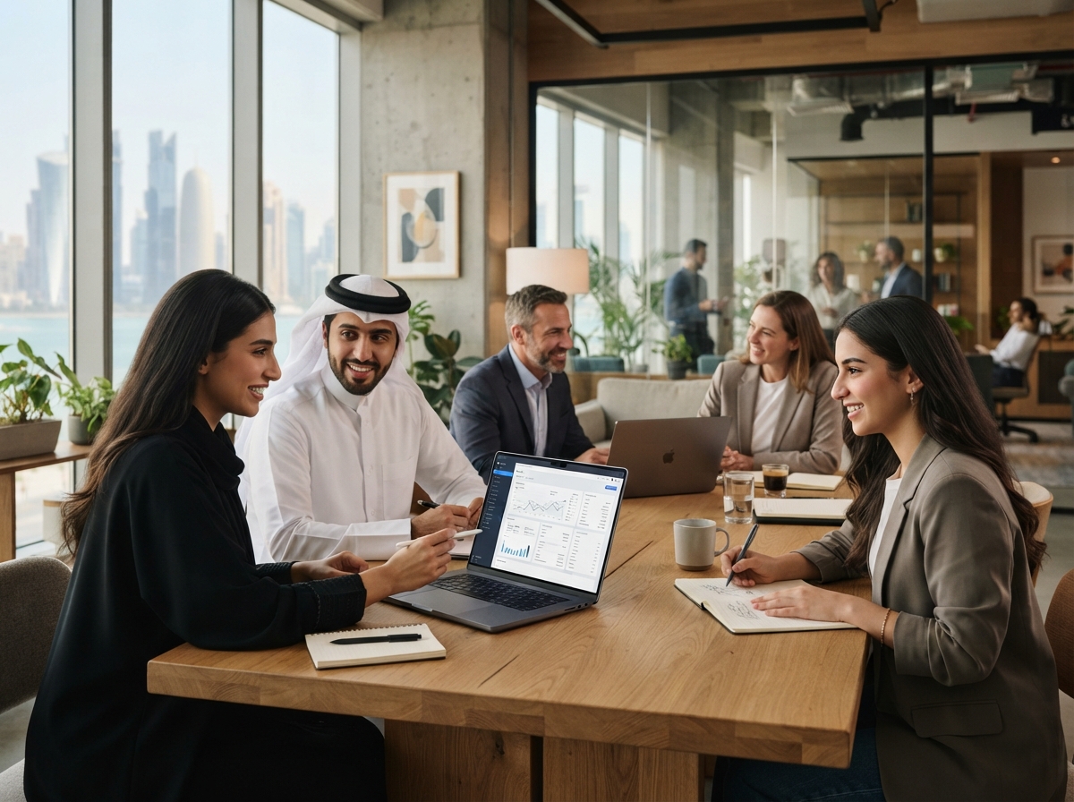Najarix فريق تحليل بيانات يراجع نماذج تنبؤية على شاشات متعددة